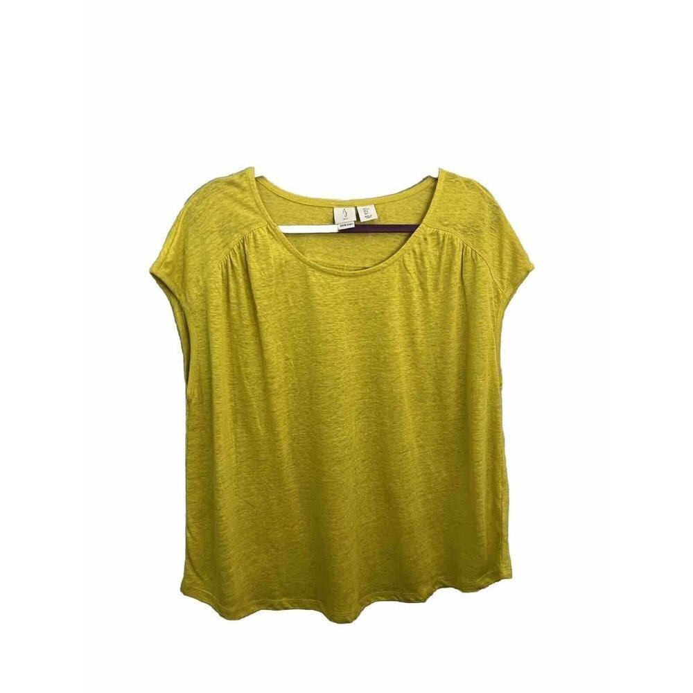 Joie Linen Tshirt Boxy Burnt Out Short Sleeve Size Large Green - Picture 1 of 9